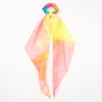 Small pastel rainbow tie dye hair scrunchie scarf