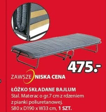 JYSK Łóżko składane Bajlum S80xD190xw33cm oferta