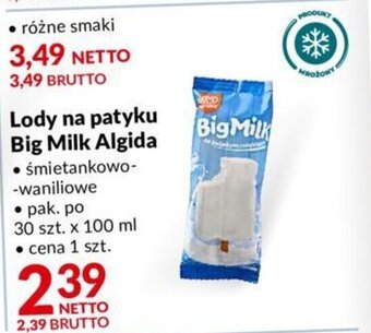 Makro Algida Lody na patyku Big Milk 100ml oferta