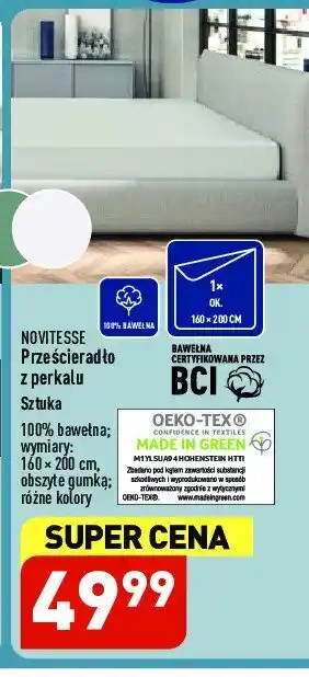 ALDI Prześcieradło bawełniane 160 x 200 cm oferta