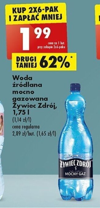 Biedronka Żywiec Zdrój woda źródlana mocno gazowana 1,75l oferta