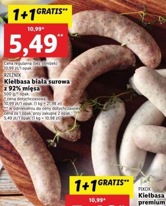 Lidl Rzeźnik Kiełbasa biała surowa z 92% mięsa 500g oferta