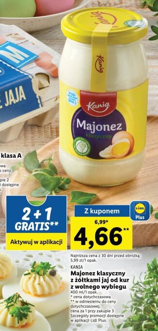 Lidl Kania Majonez klasyczny z żółtkami jaj od kur z wolnego wybiegu 400ml oferta