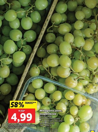 Lidl Winogrono jasne, bezpestkowe 500g oferta