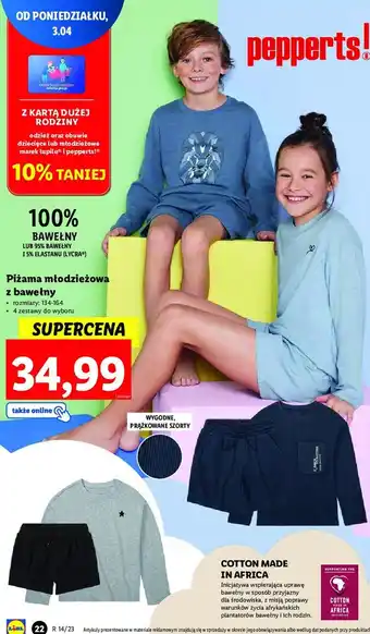 Lidl Piżama z bawełny 134-164 oferta