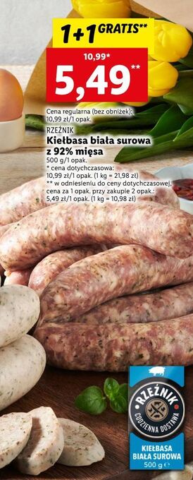Lidl Kiełbasa biała surowa rzeźnik codzienna dostawa oferta