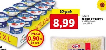 Lidl Jogurt truskawka + jogurt gruszka farmer oferta