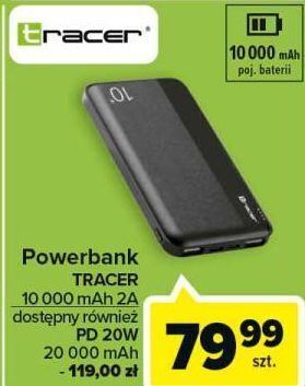 Carrefour Powerbank 10000 mah czarny tracer oferta