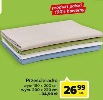 Carrefour Prześcieradło bawełniane 160 x 200 cm oferta