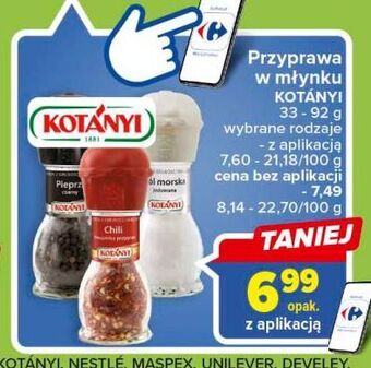 Carrefour Sól morska jodowana w młynku kotanyi oferta