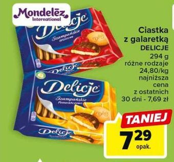 Carrefour Ciastka z galaretką wiśniową delicje szampańskie oferta