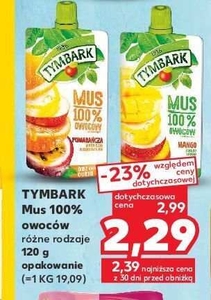 Kaufland Mus mango-jabłko-banan tymbark 100% owoców oferta