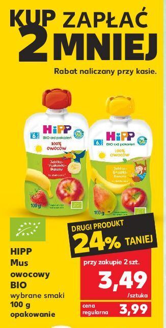 Kaufland Mus owocowy jabłko-gruszki-banan hipp bio oferta
