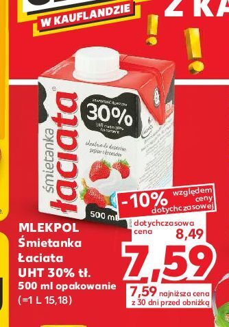 Kaufland Śmietanka 30 % łaciata oferta