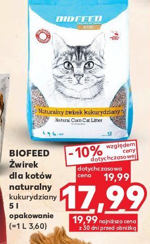 Kaufland Żwirek dla kota kukurydziany biofeed oferta