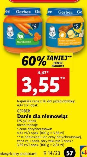 Lidl Obiadek krem z jasnych warzyw kurczakiem gerber oferta