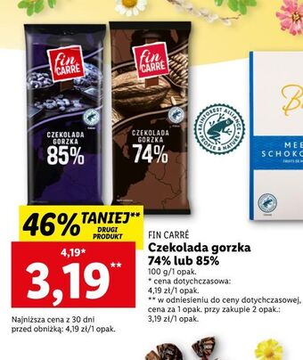 Lidl Czekolada gorzka extra dark 85% fin carre oferta