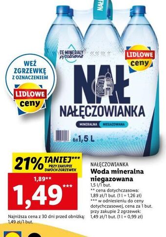 Lidl Woda niegazowana nałęczowianka oferta
