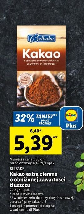 Lidl Kakao extra ciemne belbake oferta