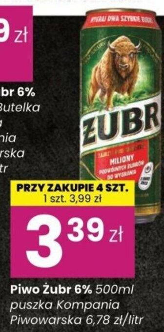EMMA market Kompania Piwowarska Piwo Żubr 6% oferta