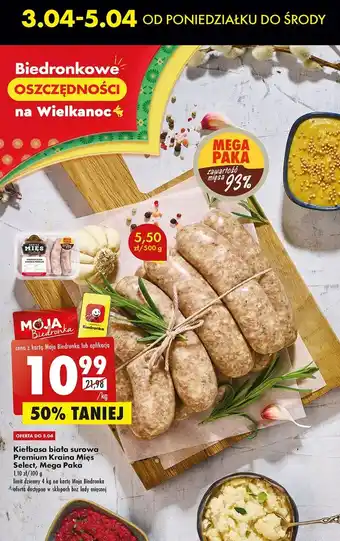 Biedronka Kiełbasa biała surowa kraina mięs kg oferta