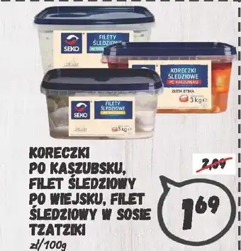 Wafelek Koreczki po kaszubsku, filety śledziowe po wiejsku, filet śledziowy w sosie Tzatziki 100g oferta