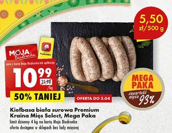 Biedronka Kiełbasa biała surowa kraina mięs oferta