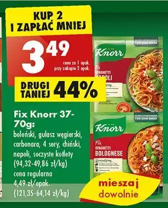 Biedronka Spaghetti carbonara knorr fix oferta