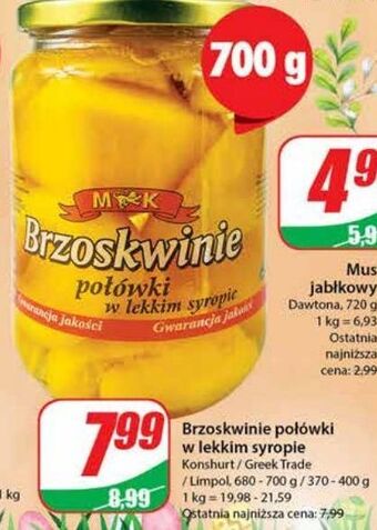 Dino Brzoskwinie połówki w lekkim syropie m&k oferta