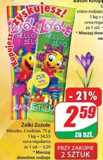 Dino Żelki rainbow mieszko zozole hello żelo oferta