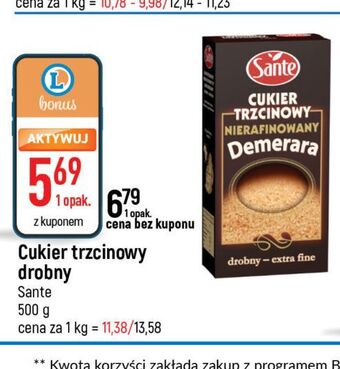 E.Leclerc Cukier trzcinowy demerara drobny sante oferta