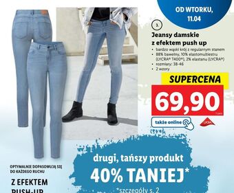 Lidl Jeansy damskie push up rozm. 38-46 oferta