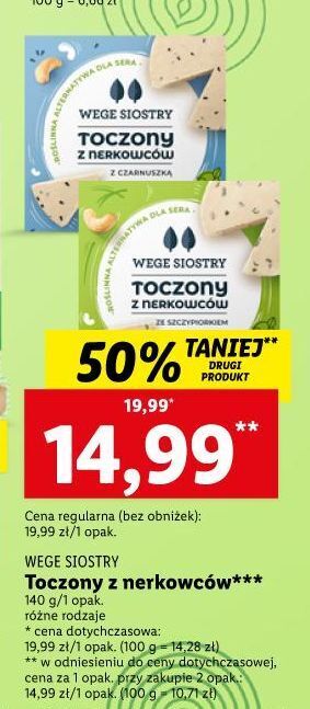 Lidl Ser toczony z nerkowców czarnuszką wege siostry oferta