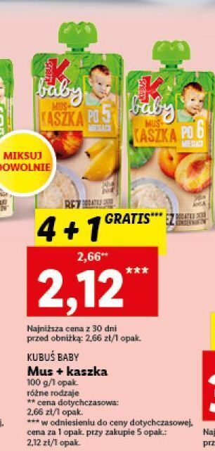Lidl Mus+kaszka jabłko - banan kubuś baby oferta