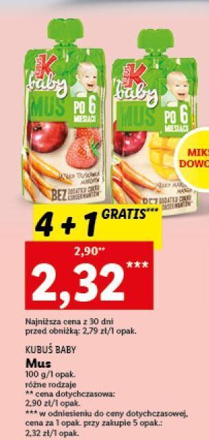 Lidl Mus jabłko-mango-marchew kubuś baby oferta