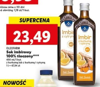 Lidl Sok imbirowy z kurkumą i cytryną oleofarm oferta