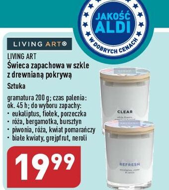 ALDI Świeca zapachowa z drewnianą pokrywką living art oferta