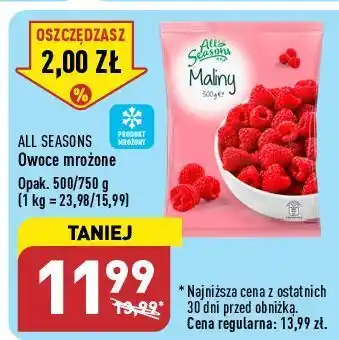 ALDI Maliny mrożone all seasons oferta