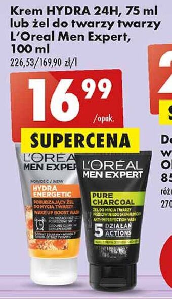 Biedronka Żel do mycia twarzy przeciw niedoskonałościom l'oreal men expert pure charcoal oferta