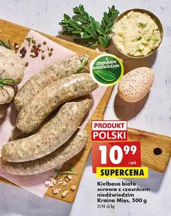 Biedronka Kiełbasa biała surowa z czosnkiem niedźwiedzim kraina mięs oferta