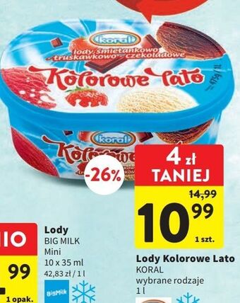 Intermarche Lody śmietankowo-truskawkowo-czekoladowe koral kolorowe lato oferta