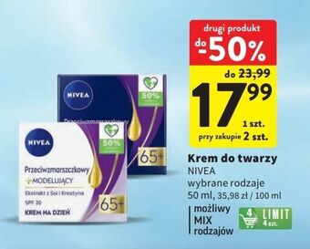 Intermarche Krem modelujący na dzień 65+ nivea anti-wrinkle oferta