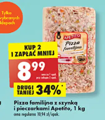 Biedronka Apetito Pizza familijna z szynką i pieczarkami 1kg oferta