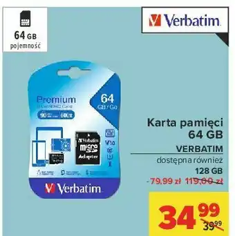 Carrefour Karta pamięci micro sdhc 64 gb + adapter 1 SZT oferta