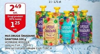 Auchan Mus malina jagoda jabłko banan drugie śniadanie oferta