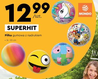 Biedronka Piłka gumowa 23 cm mondo oferta