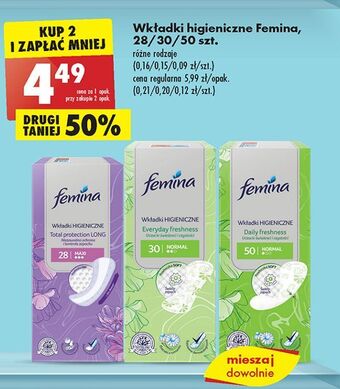 Biedronka Wkładki higieniczne normal femina oferta