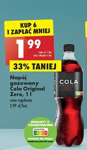 Biedronka Napoj cola original zero oferta