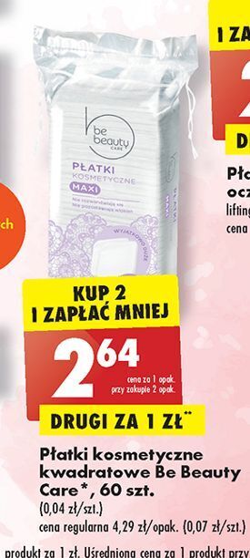 Biedronka Płatki kosmetyczne maxi kwadratowe be beauty care oferta