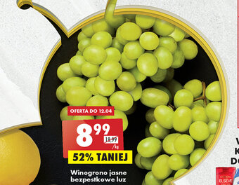 Biedronka Winogrono jasne bezpestkowe luz 1kg oferta